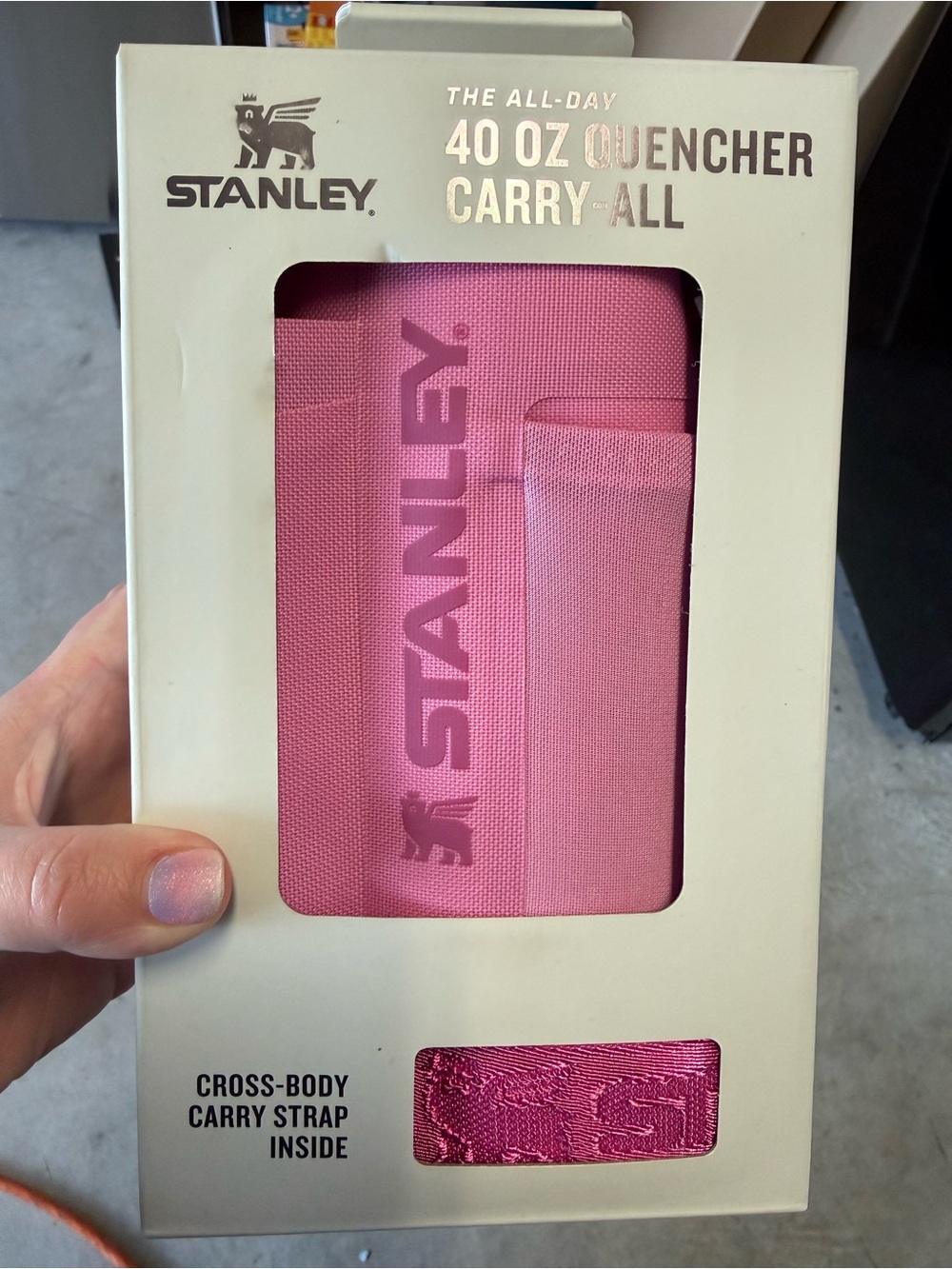 Stanley Pink 40 oz Quencher Carry-All Crossbody Strap